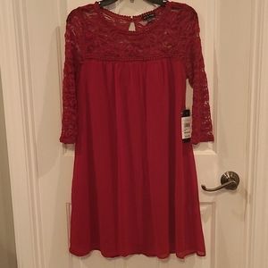 As U Wish Red Lace Dress NWT